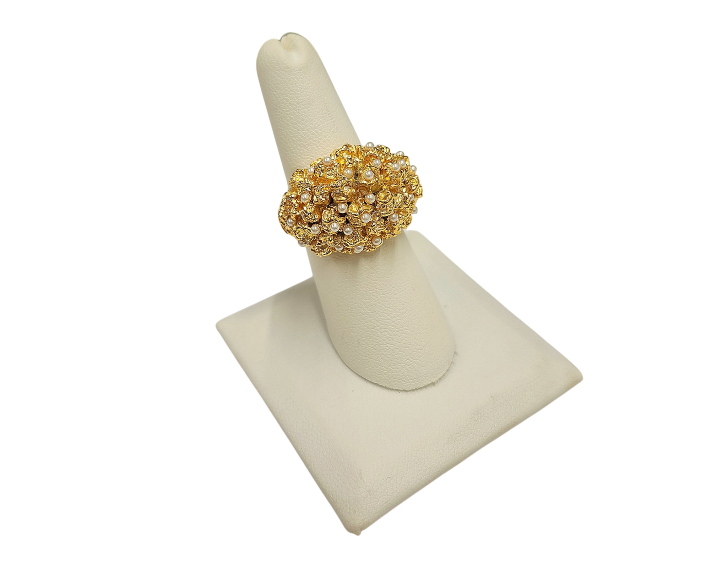 Gold Cluster Pearl Dots Ring