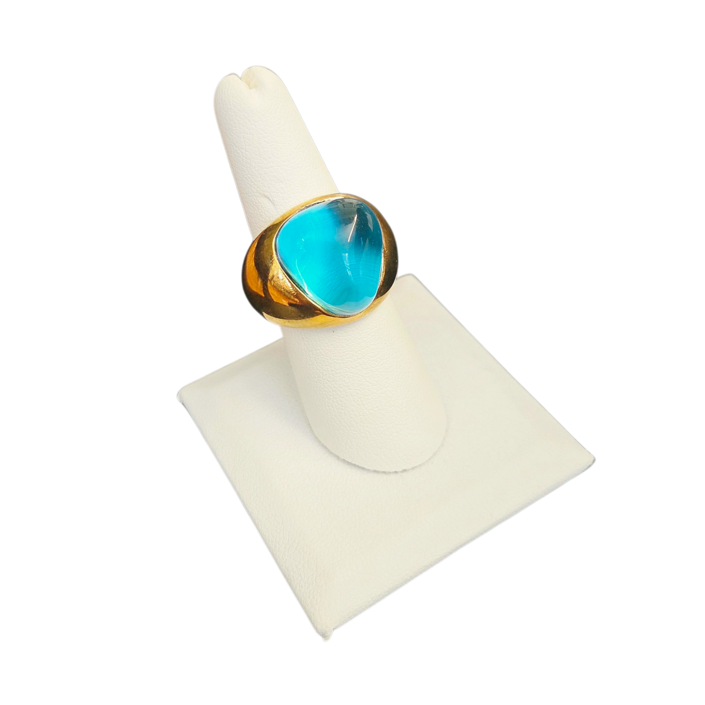 Aqua Cabochon Nugget Ring