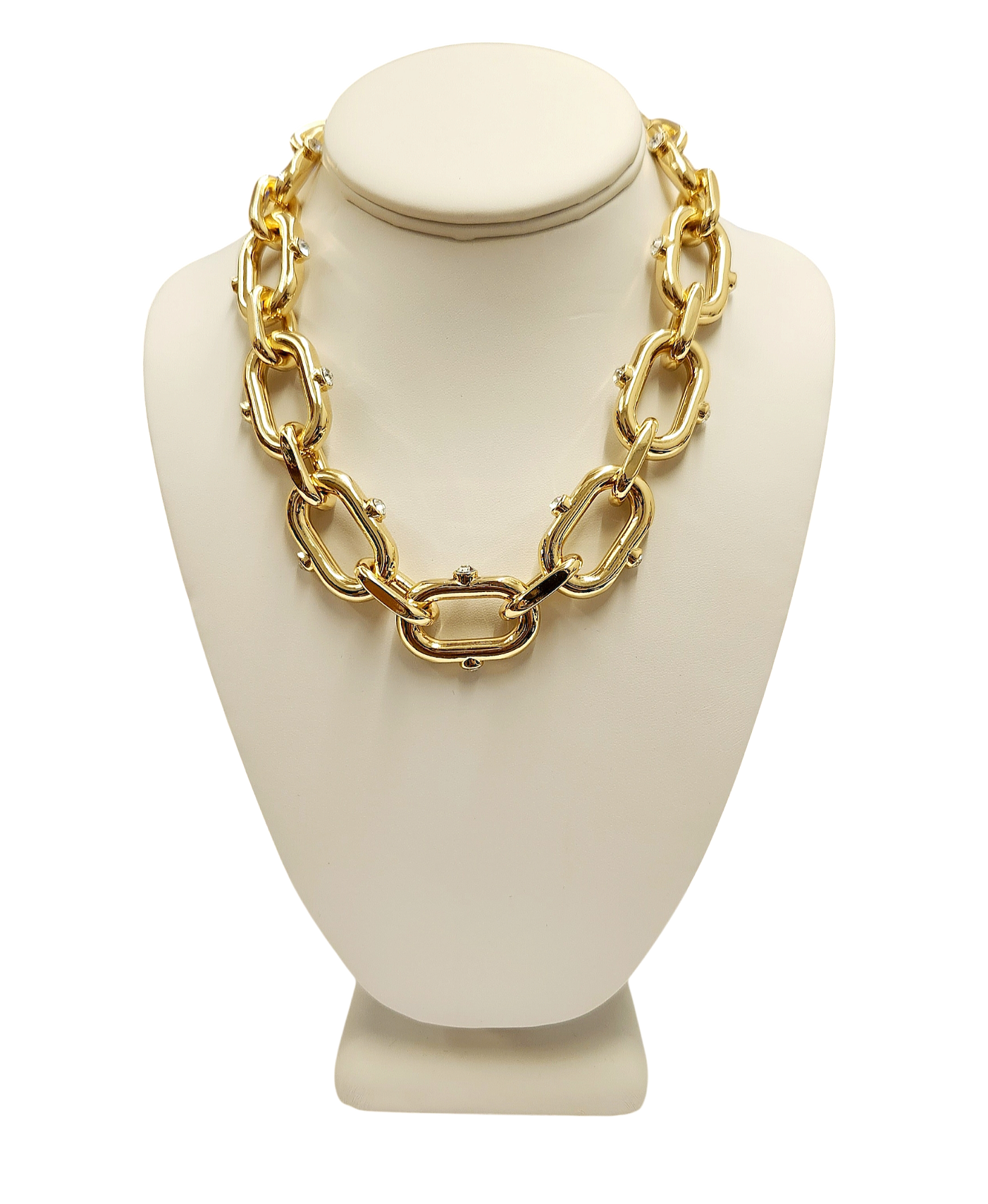 Gold Links with Rhinestones Necklace