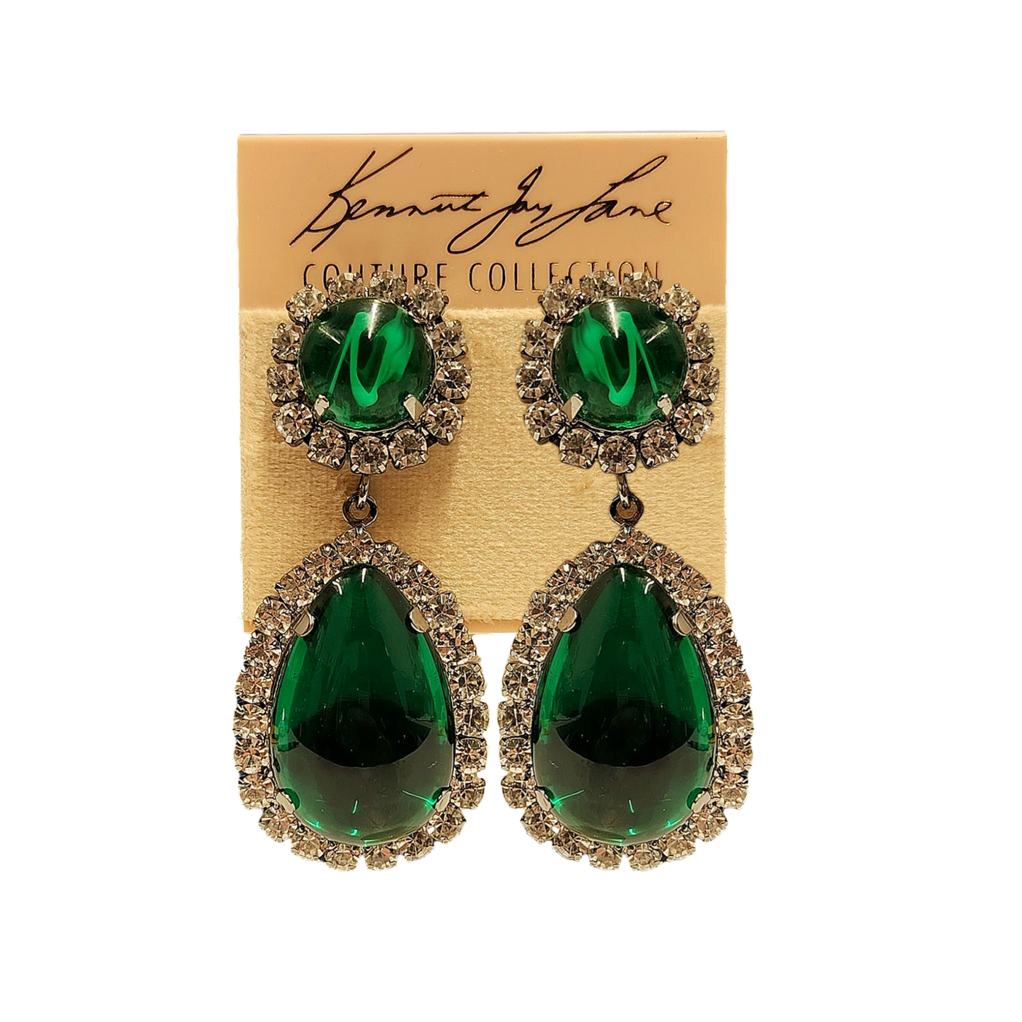 Gunmetal with Crystal Emerald Earring