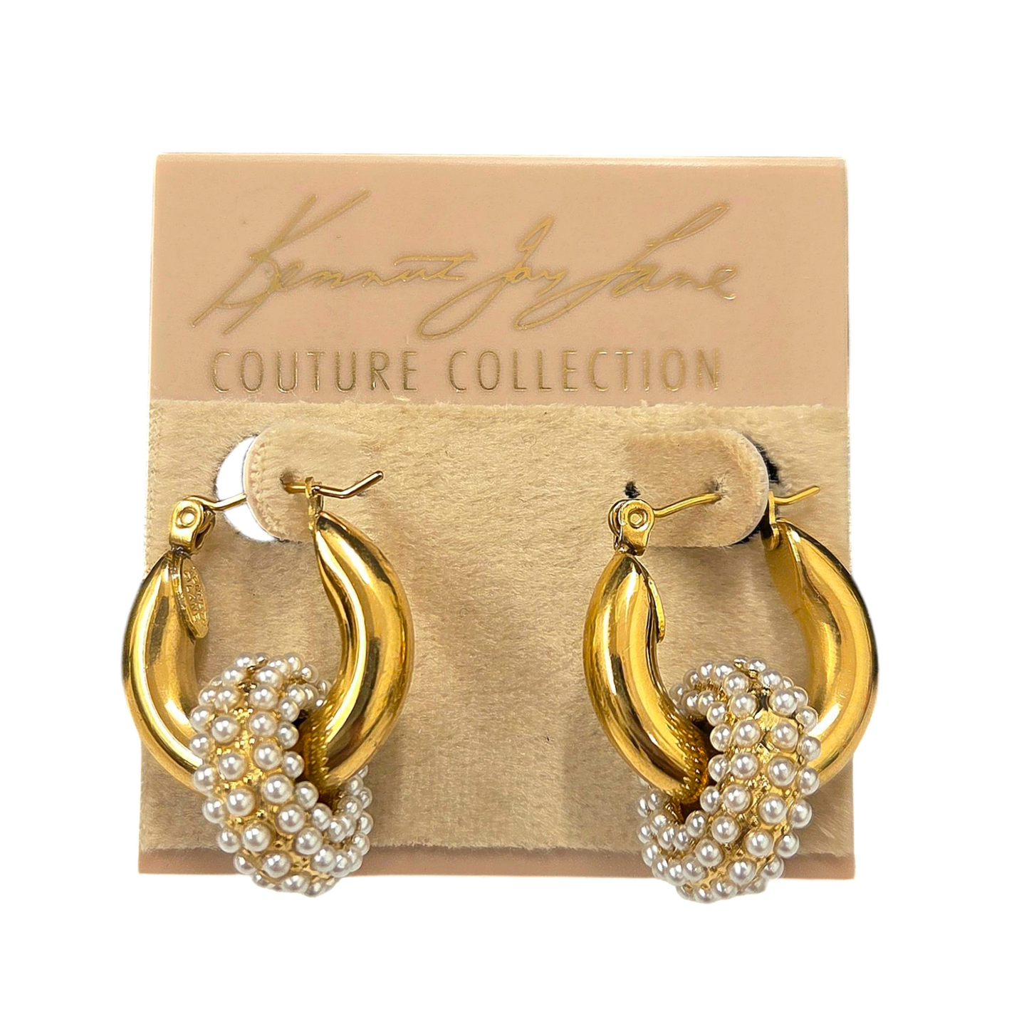 Gold Pearl Hoop Earring