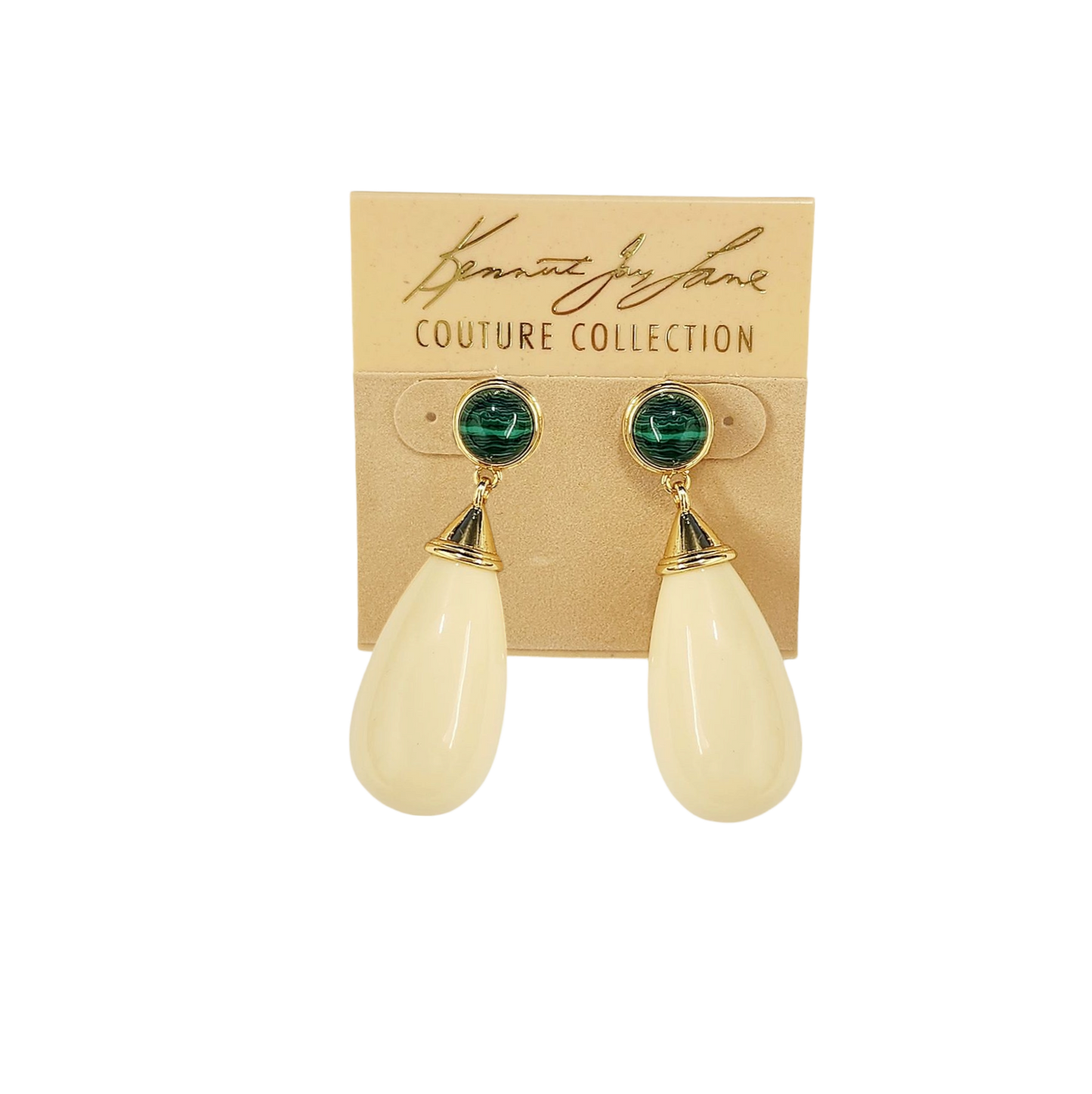 Malachite with Ivory Teardrop Pierced Earring