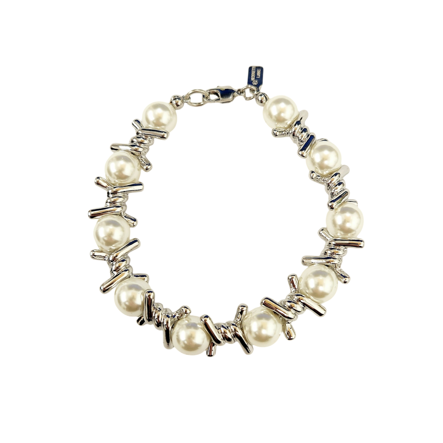 Silver Twist Knotted Pearls Bracelet