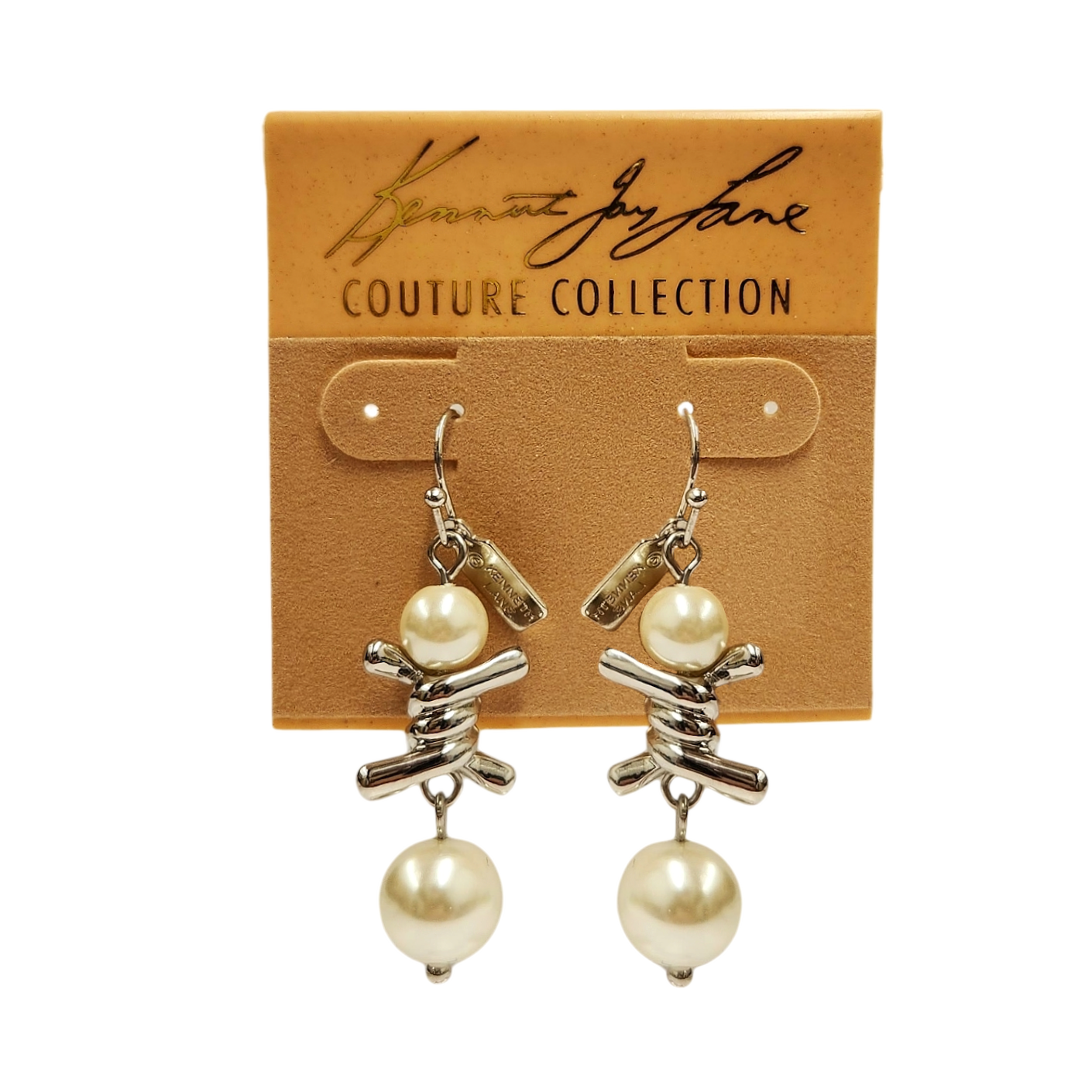 Silver Twist Knot Pearl Earring