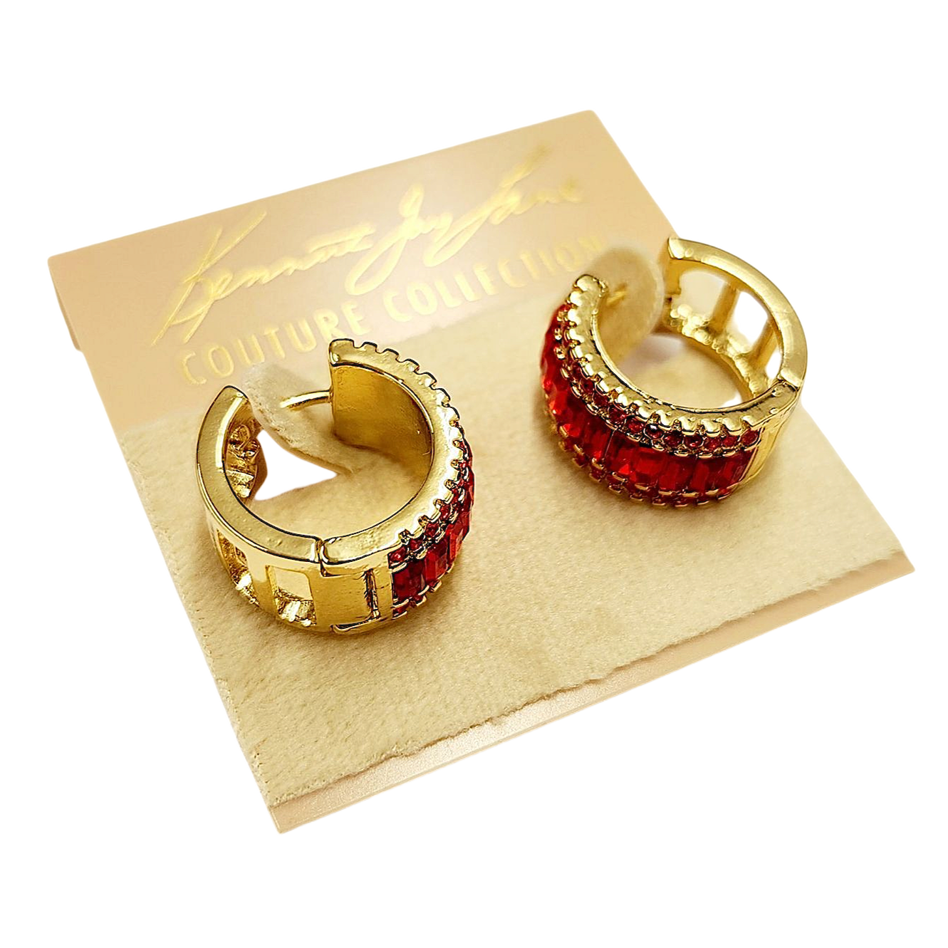 Ruby Baguettes Hoop Earring