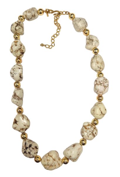 22-26" Gold with Bone Nugget S Hook Necklace