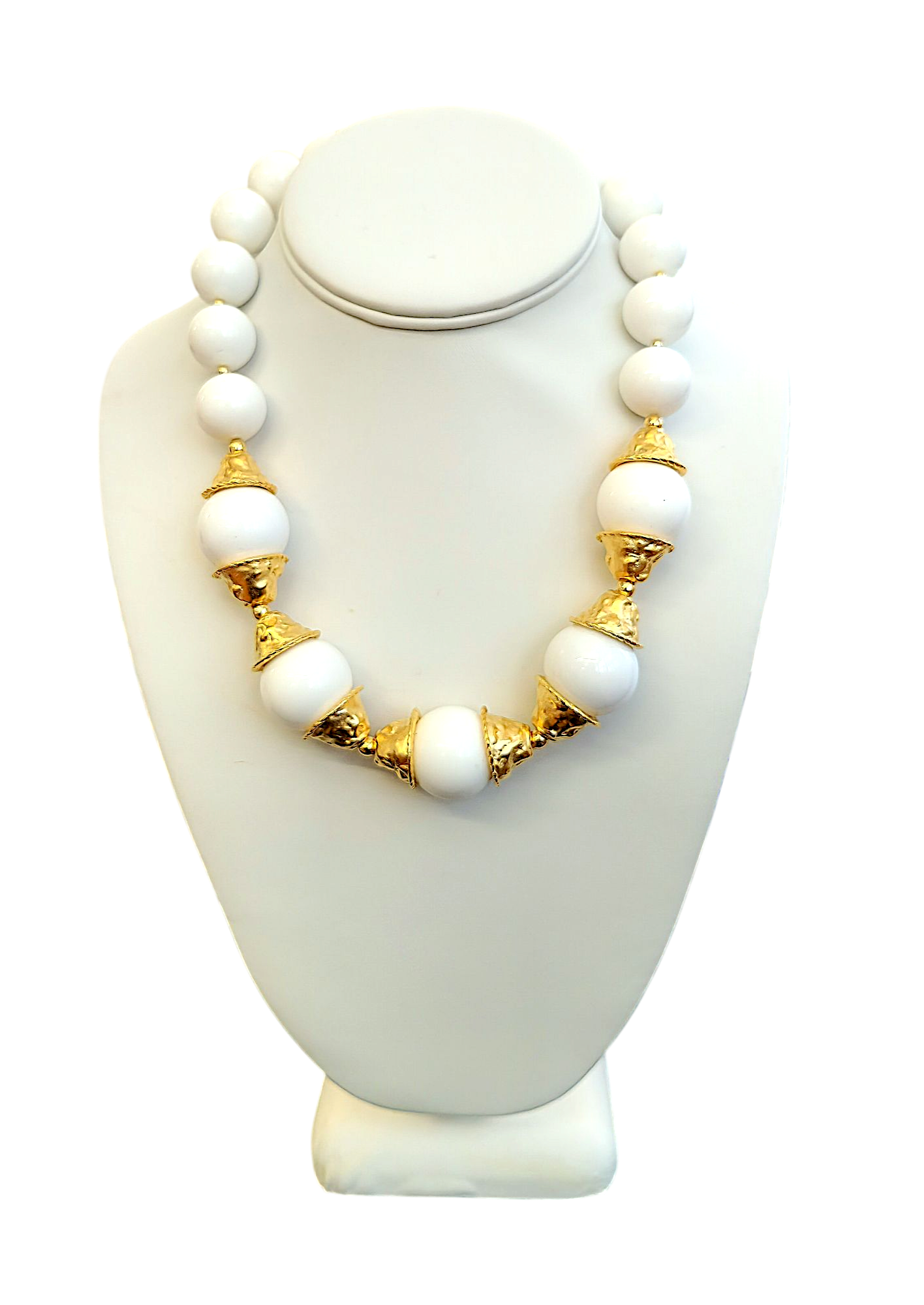 Gold with White Bead Necklace