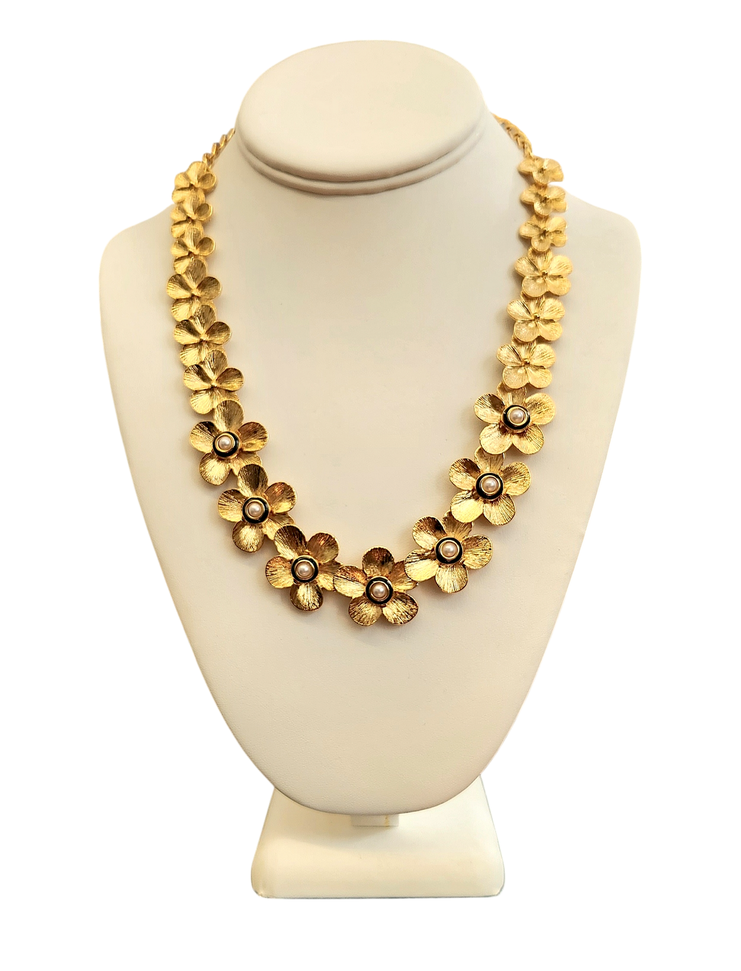 Gold Pearl Flowers Necklace