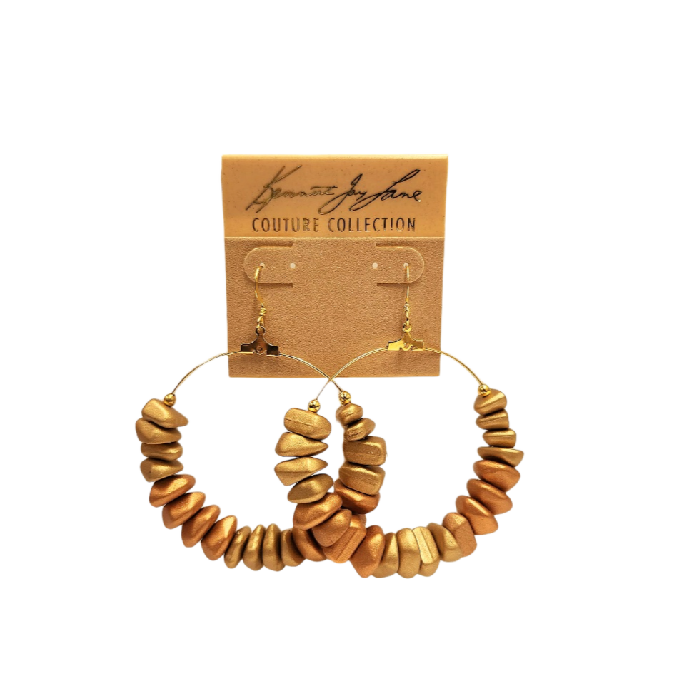 Bronze & Gold Chip Hoop Earring