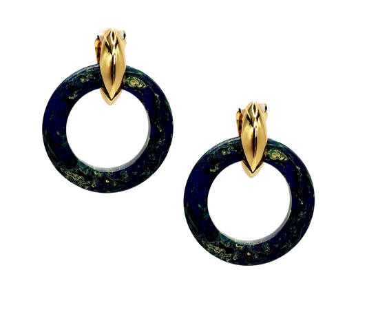 Malachite Resin Doorknocker Earring