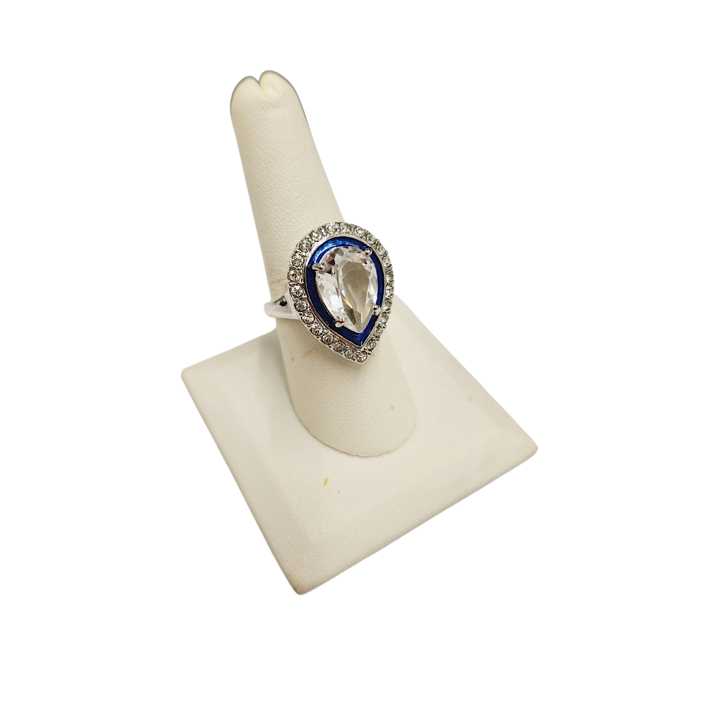Crystal with Blue Teardrop Ring