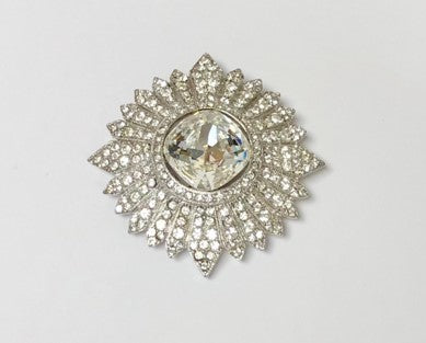Rhodium Crystal Cluster Pin