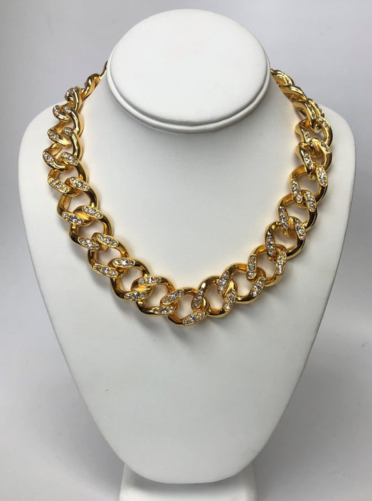 21" Gold With Crystals Link Necklace