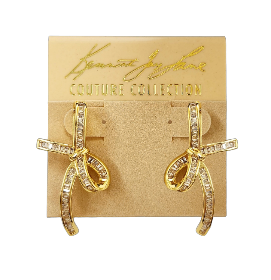 Gold with Rhinestone Bow Post Earring