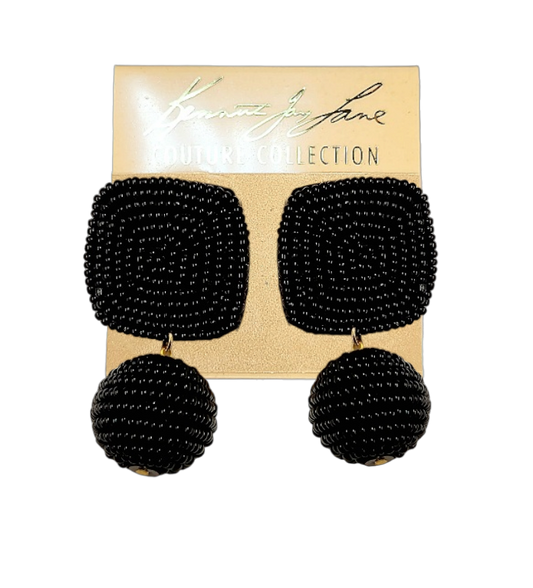 Black Seed Bead Post Earring