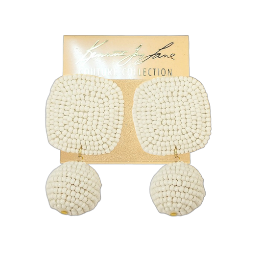 White Seed Bead Post Earring