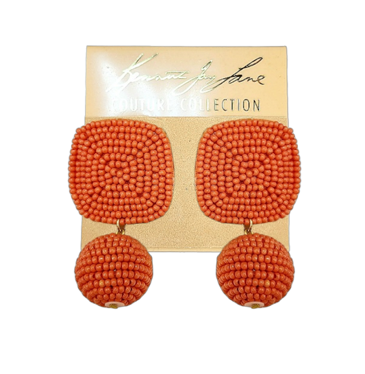 Coral Seed Bead Post Earring
