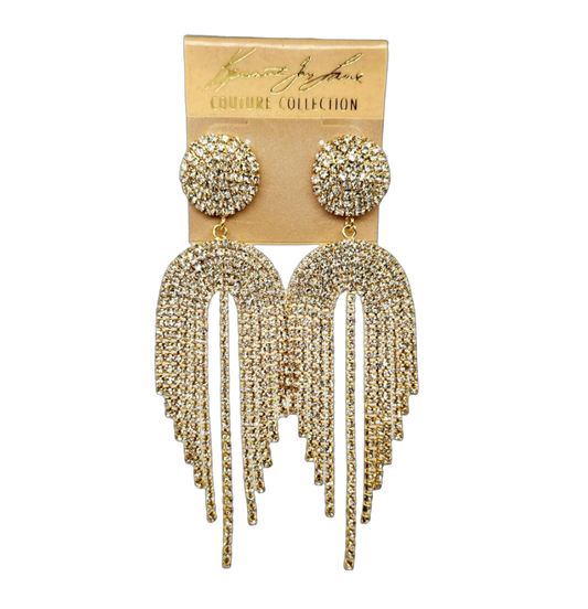 Gold Crystal Waterfall Drop Pierced Earring