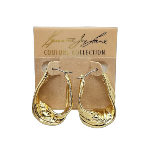 Gold Twist Pierced Hoop Earring