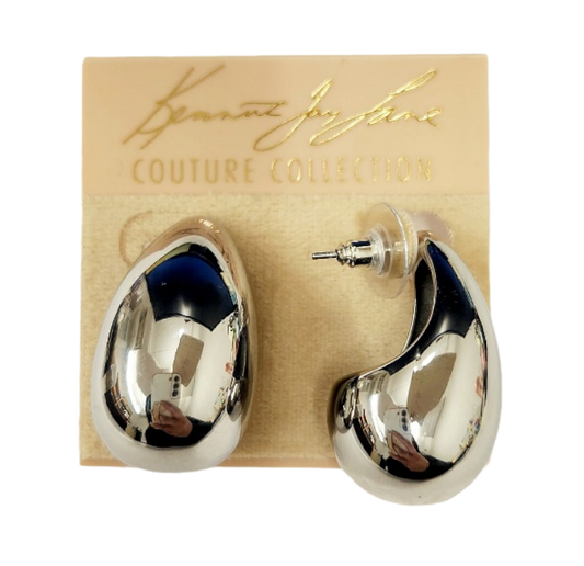 Polished Silver Tapered Hoop Pierced Earring