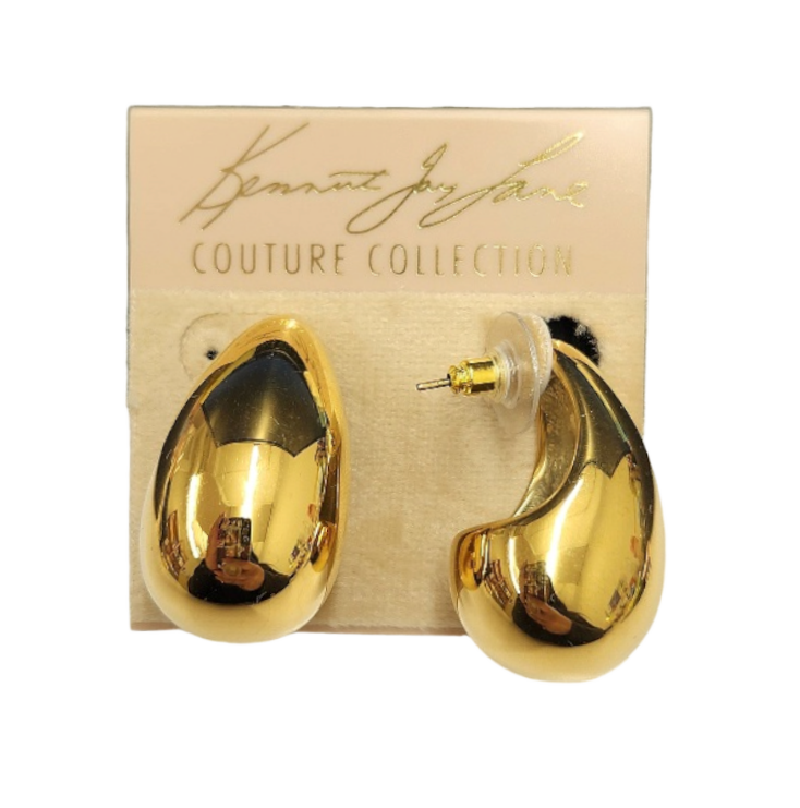 Polished Gold Tapered Hoop Pierced Earring