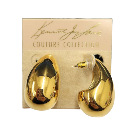 Polished Gold Tapered Hoop Pierced Earring