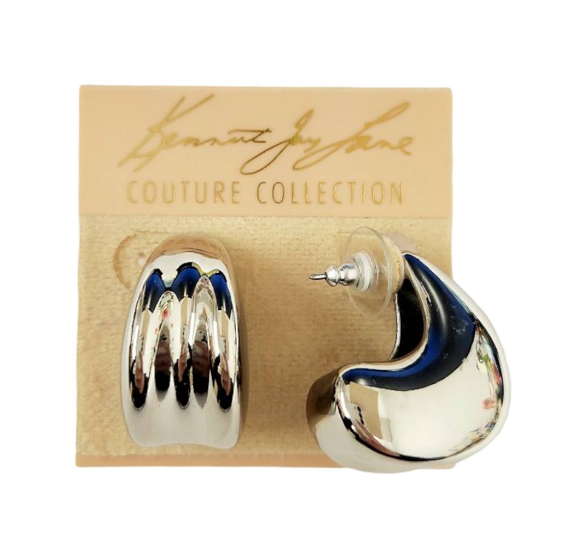 Polished Silver Dimpled Tapered Hoop Pierced Earring