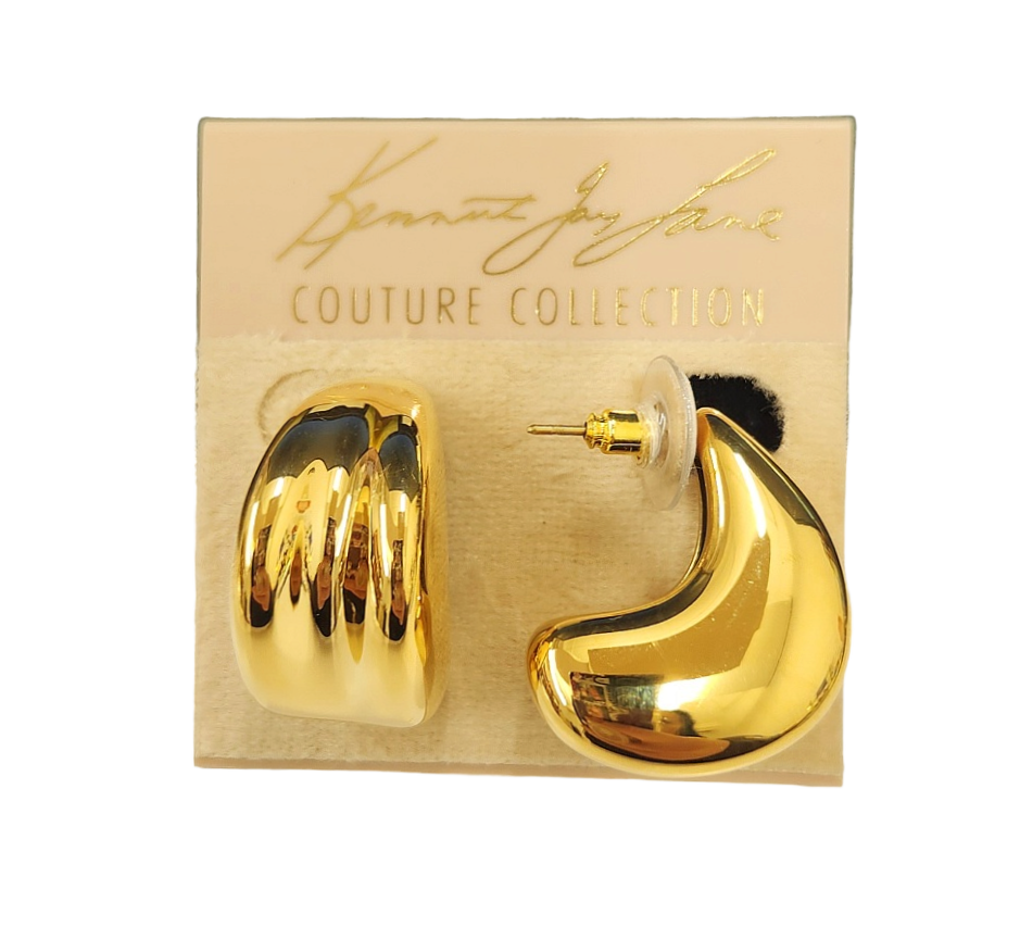Polished Gold Dimpled Tapered Hoop Pierced Earring