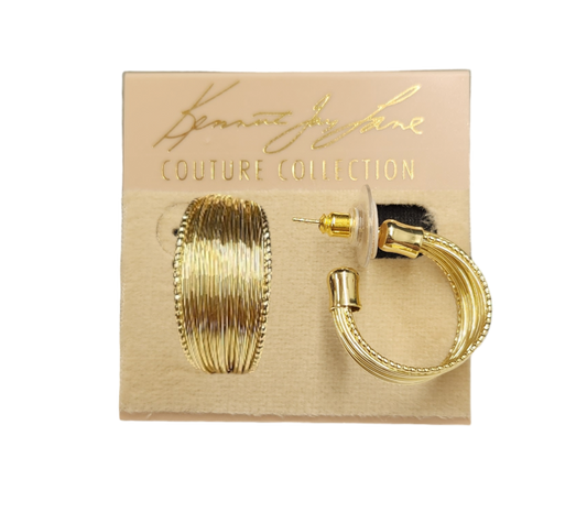 Gold Wired Hoop Post Earring