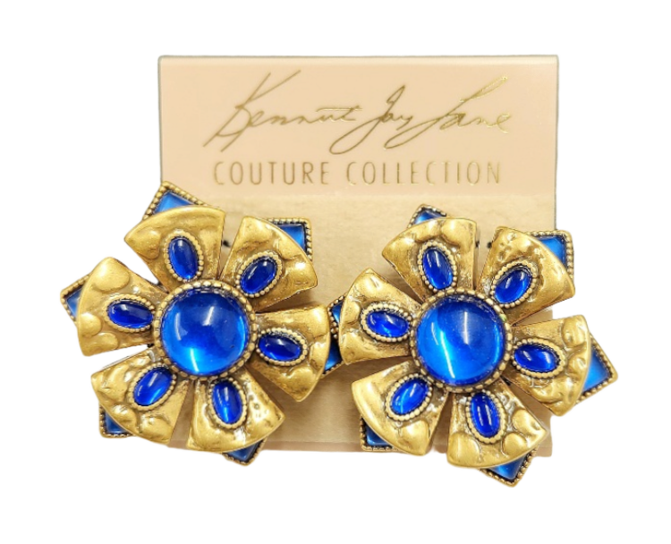Light Antique Gold with Sapphire Post Earring