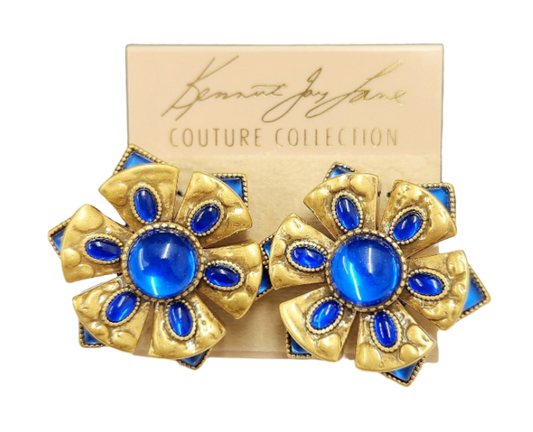 Light Antique Gold with Sapphire Post Earring