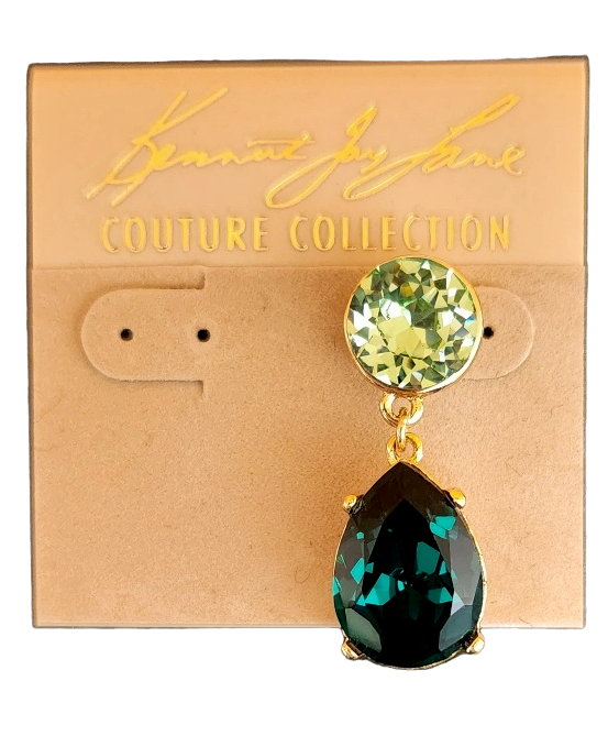 Gold Peridot Top with Emerald Stone Teardrop Post Earring
