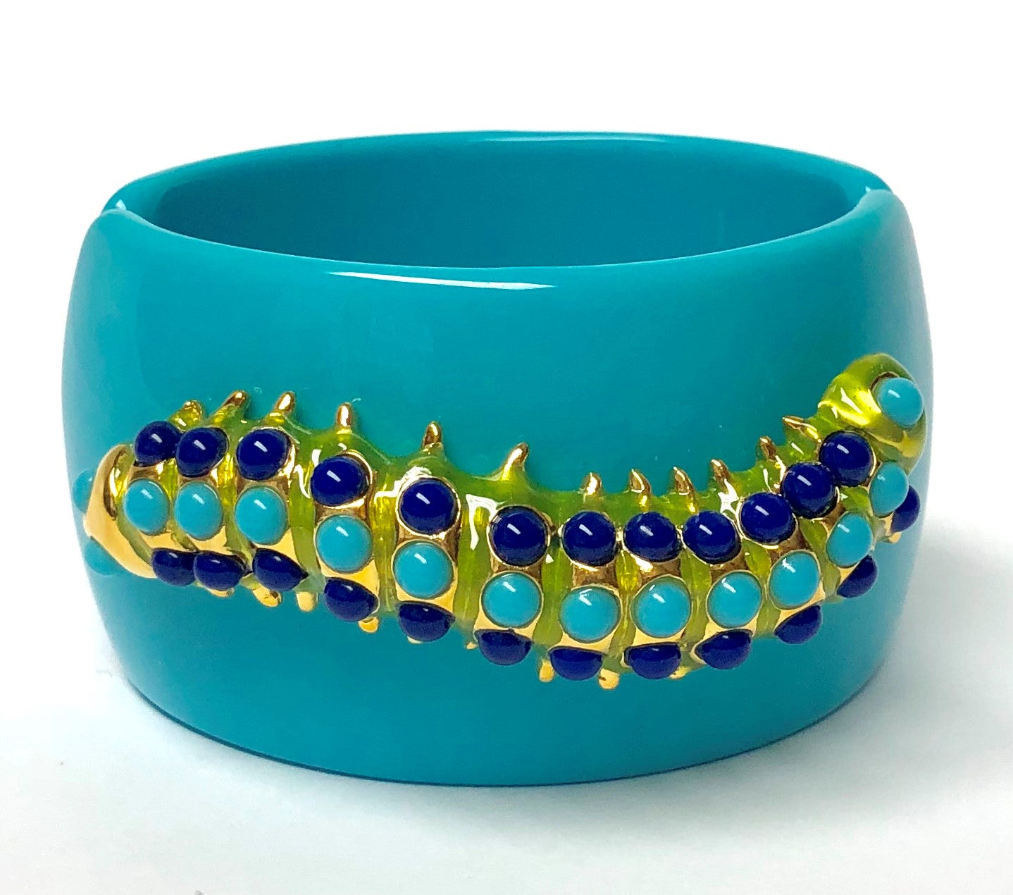 Turquoise Green Enamel Caterpillar Bracelet