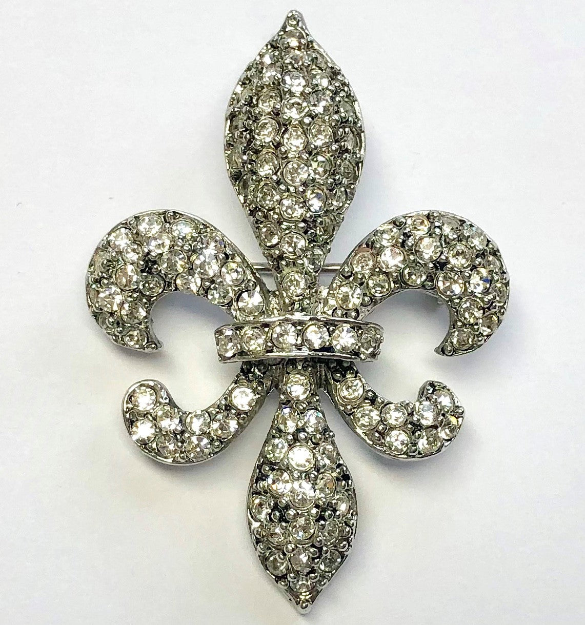 Rhodium Crystals Fleur-de-lis Pin