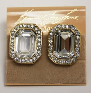 Gold Crystals And Clear Stone Center Clip Earring