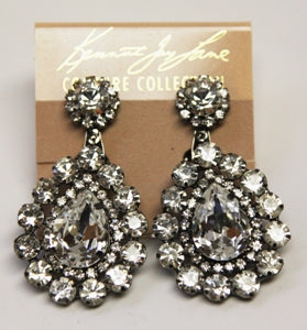 Gunmetal and Crystal Teardrop Shape Drop Earring