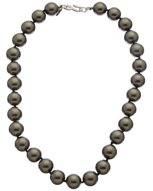 18" 14mm green pearl necklace w- silver s hook clasp