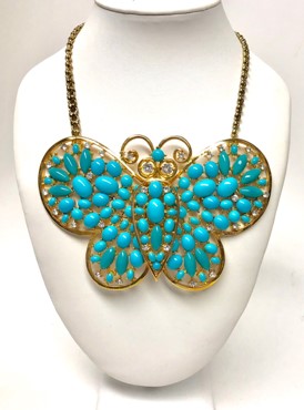 16" + 4" Turquoise Butterfly Necklace
