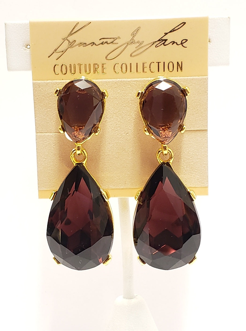 Polished Gold- Amethyst Teardrop Clip Earring