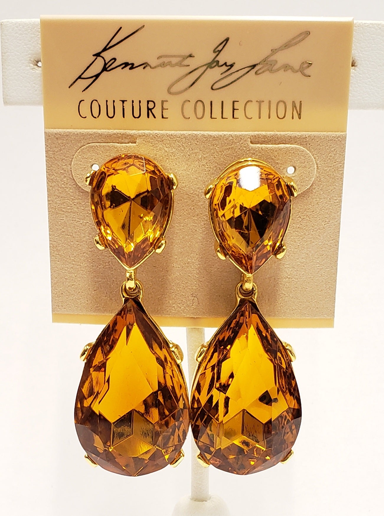 Polished Gold- Topaz Teardrop Pierced Earring