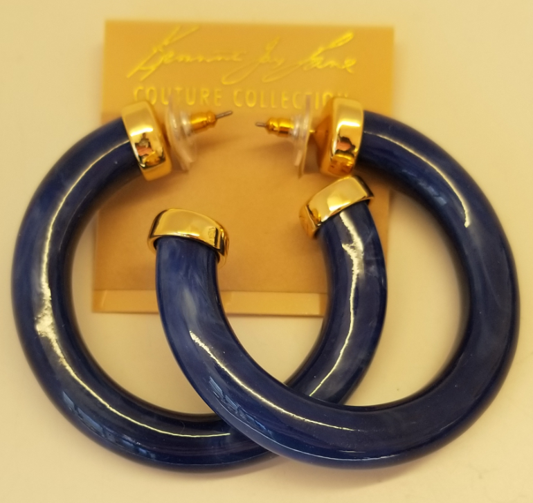 2.5" Lapis lazuli tube hoop pierced earring