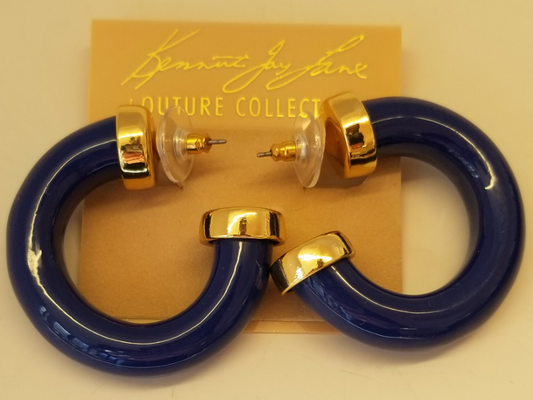 Lapis Tube Hoop Pierced Earring