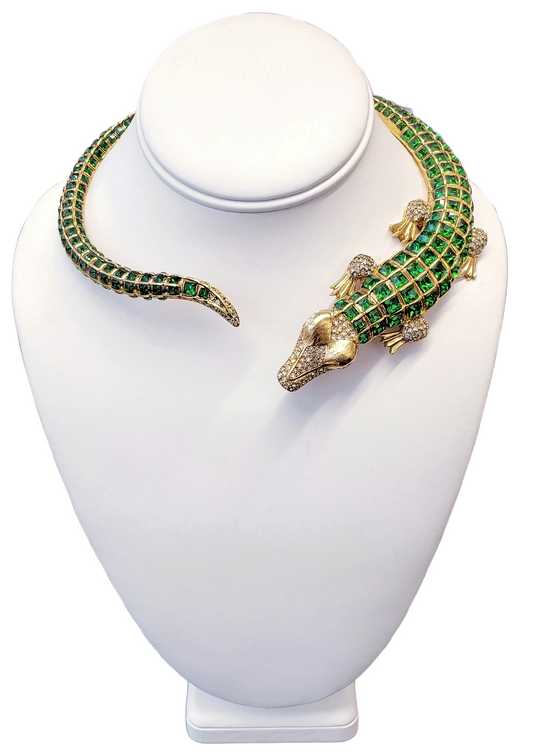 Gold-Tourmaline Body Alligator Bib Necklace