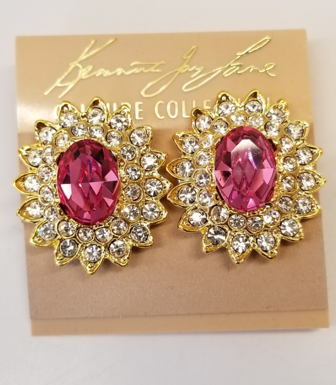 Gold and Crystal Pink Center Earring