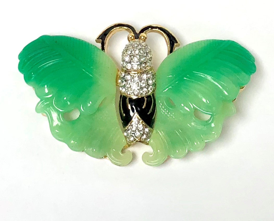 Jade Wing Black Body Butterfly Pin