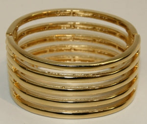 Polished Gold 5 Row Hinged Cuff