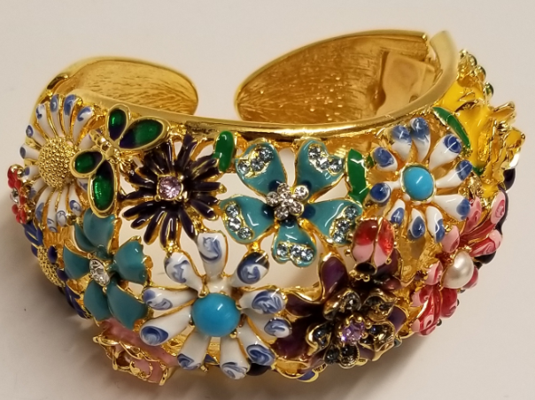 Multi Aqua Flower- Bug Cuff