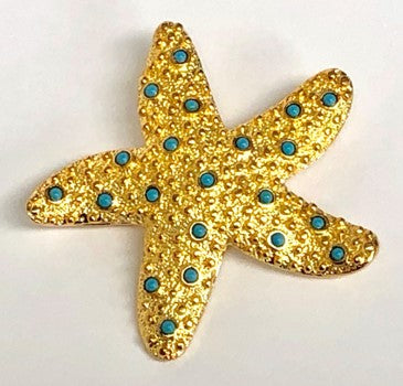 Turquoise Dots Starfish Pin