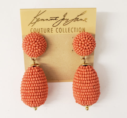 Coral Seed Bead Drop Earring