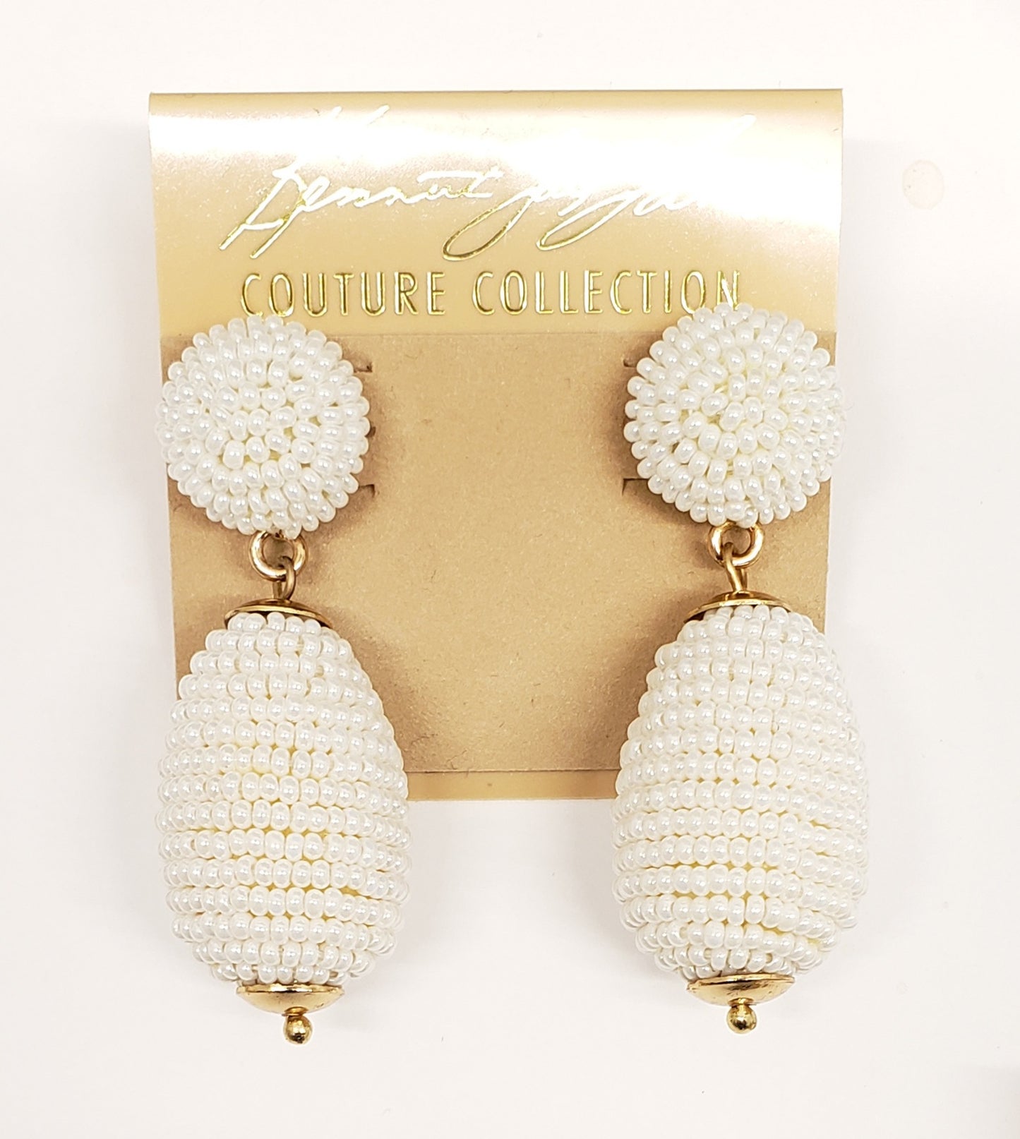 White Seed Bead Drop Earring